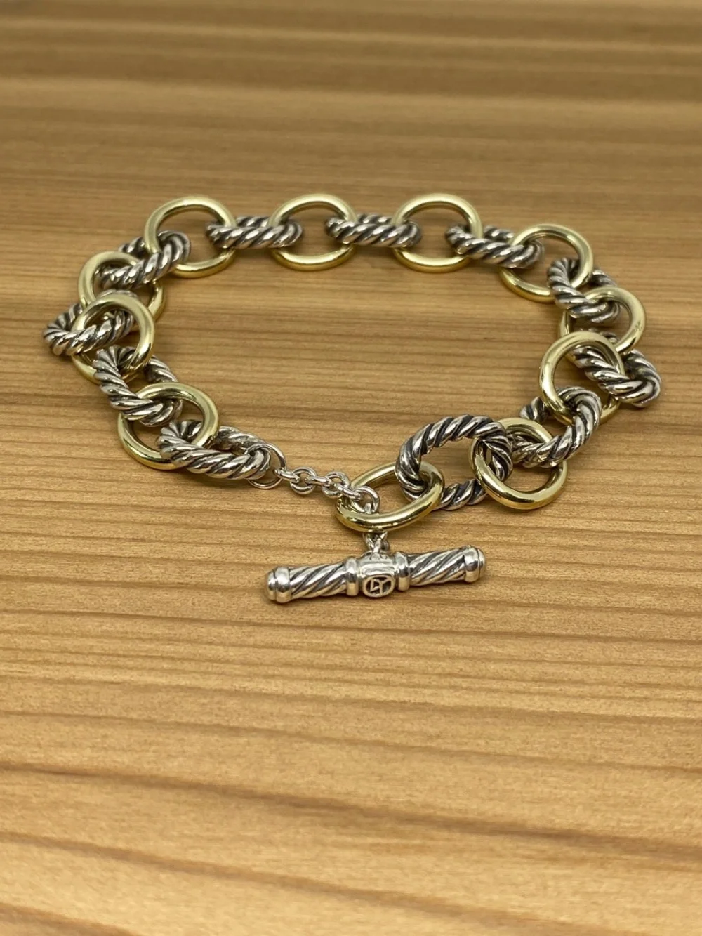 David Yurman 18K Yellow Gold & Sterling Silver Oval Cable Link Bracelet 7.5” - Picture 10 of 10